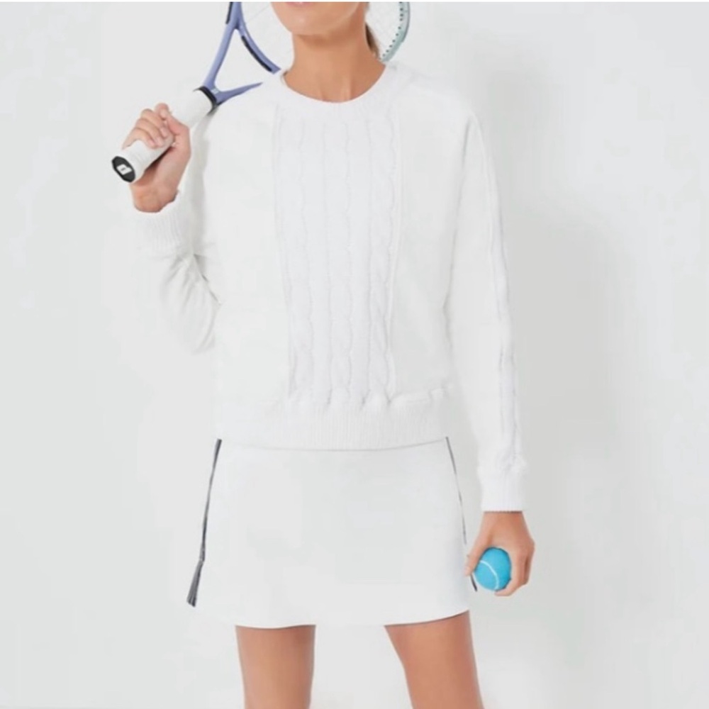 NIP TUCKERNUCK Sport White Cable Knit Reid Sweatshirt M